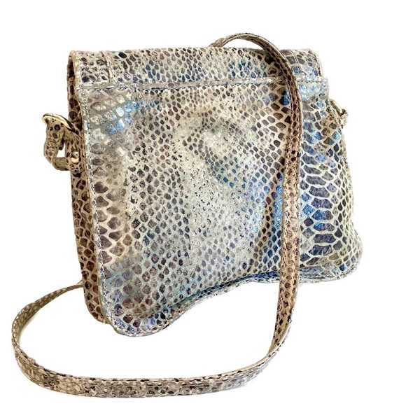 Elliott Lucca Vintage Python Snakeskin Rojo Flap Crossbody - Picture 3 of 10